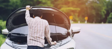 Car broken down on the side of the road 