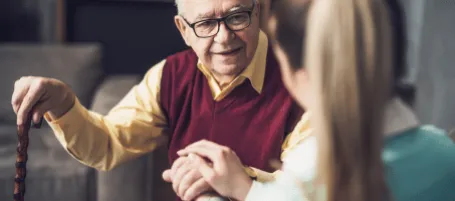Helping elderly man